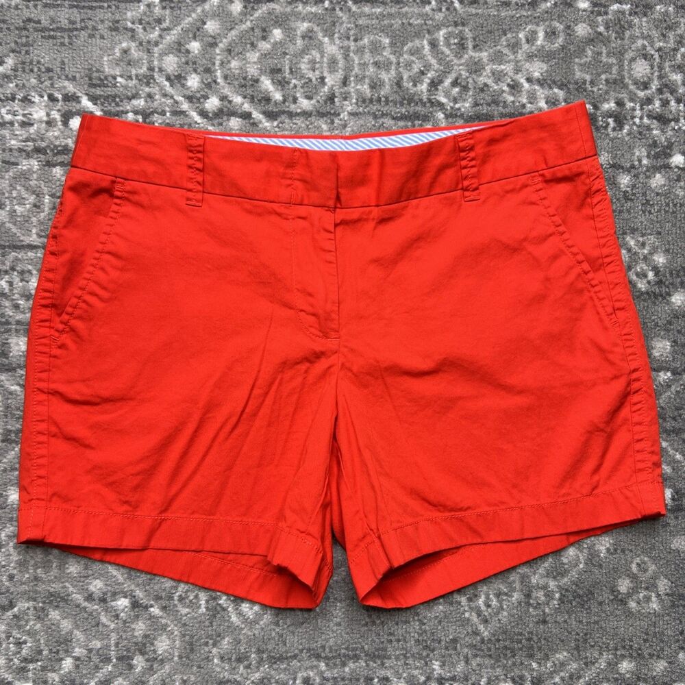 J Crew Women's Broken In Chino Shorts Size 8 x 4" Orange Red Preppy Classic